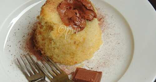 Eggless Vanilla Mug Cake with Milk Chocolate