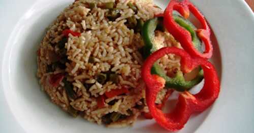 French Beans N Red-Bellpepper Rice