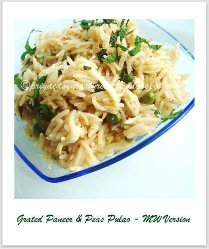 Grated Paneer & Peas Pulao~~MW version