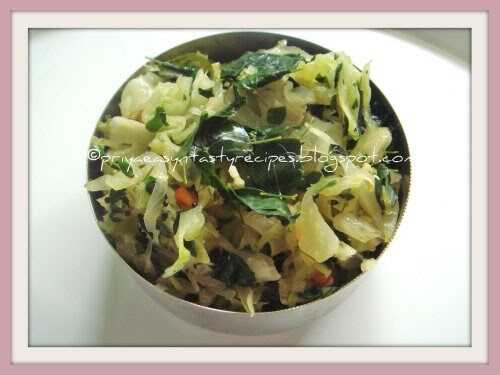 Microwave Cabbage & Drumstick Leaves Stirfry