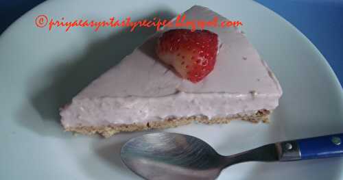 No Bake N Eggless Strawberry Mascarpone Cheese Cake