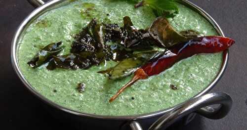 Pudhina Soppu Tambli/Mint Leaves Sour Curry