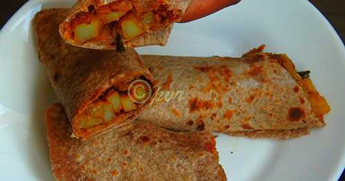 Ragi Chappathi Rolls with Spicy Potato Masala/Potato Stuffed Fingermillet Chappathi Rolls