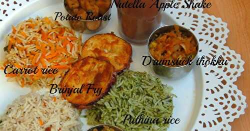 South Indian Lunch Thali with Nutella Apple Shake - A Virtual Birthday Party For Manjula