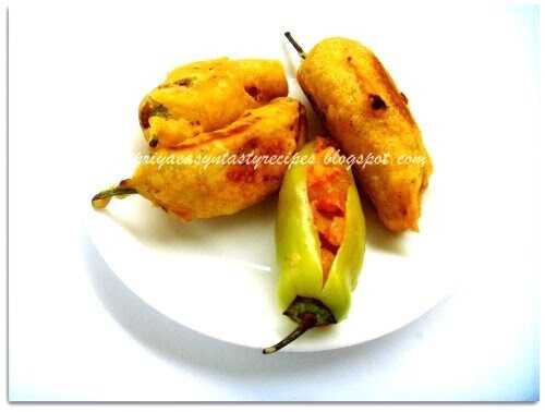 Soyakheema & Potato Stuffed Chilli Fritters