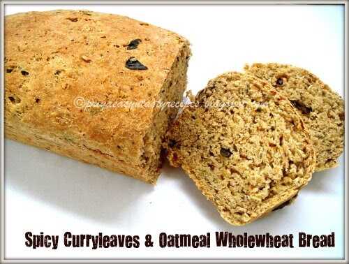Spicy Curryleaves & Oatmeal Wholewheat Bread