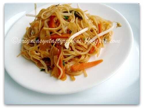Stir Fried Sprouts & Veggies Spaghetti (Chinese Style)