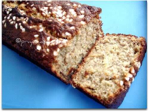 Sugarfree & Eggless Banana Oats Bread