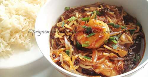 Thai Style Prawn With Bean Sprouts/Gung Pad Too Gnooh