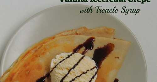 Vanilla Icecream Crepe with Treacle Syrup