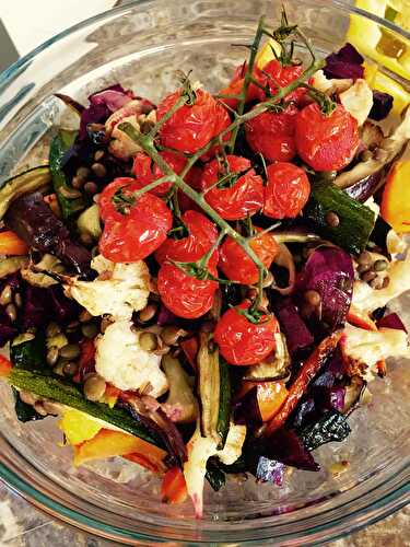 Lentil and roast vegetables salad