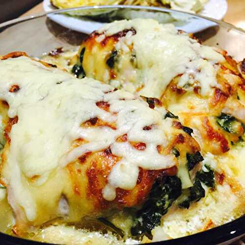 Spinach and mushrooms stuffed chicken breast