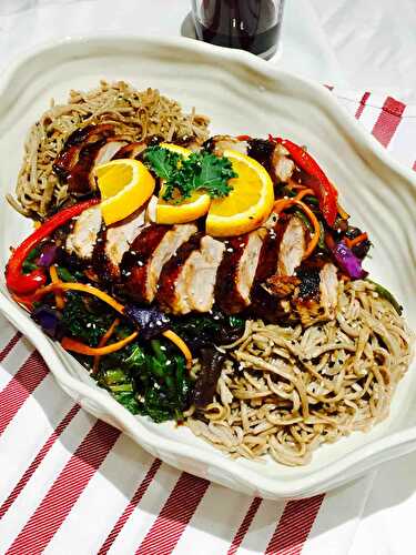 Delicious duck on soba buckwheat noodles