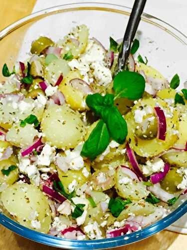 Potato, olives and feta cheese salad