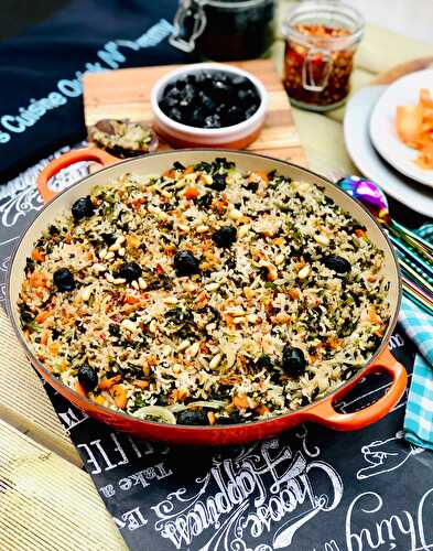 Pilau rice with wild garlic and stinging nettles