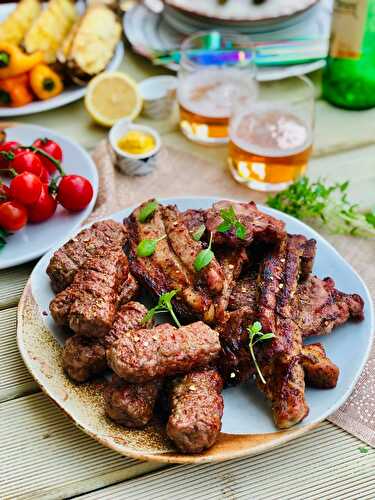 Homemade mici - romanian garlicky meat open sausages