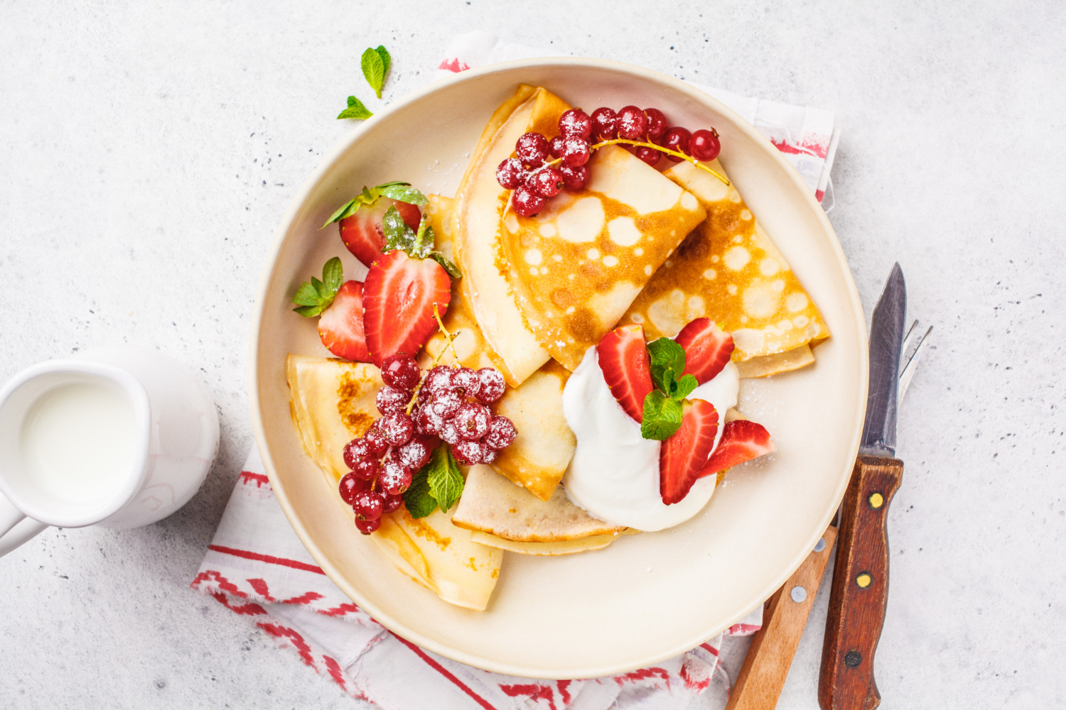 Yogurt Greek and Red Berry Crepes