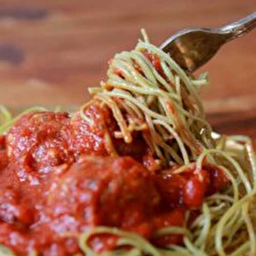 Edamame Spaghetti and Meatballs