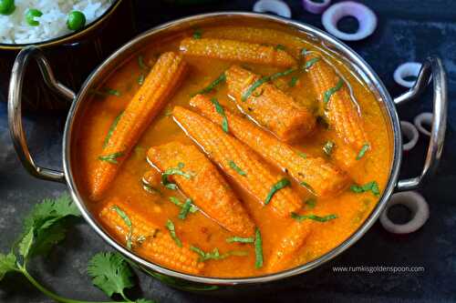 Baby corn curry recipe | Baby corn masala recipe | Baby corn gravy | Baby corn recipes for chapathi - Rumki's Golden Spoon
