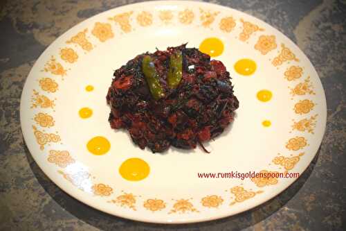 Bengali Style Laal Saag | Red Spinach Dry Curry - Rumki's Golden Spoon