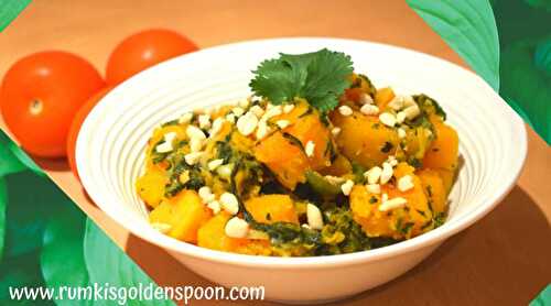 Butternut Squash-Spinach Curry | Kaddu-Palak Ki Sabzi - Rumki's Golden Spoon