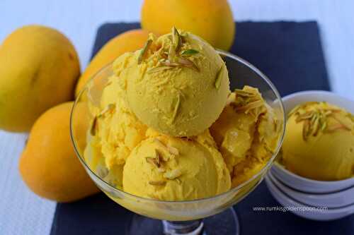 Mango icecream | Mango ice cream recipe | Mango ice cream at home (2 ways) | How to make mango ice cream - Rumki's Golden Spoon