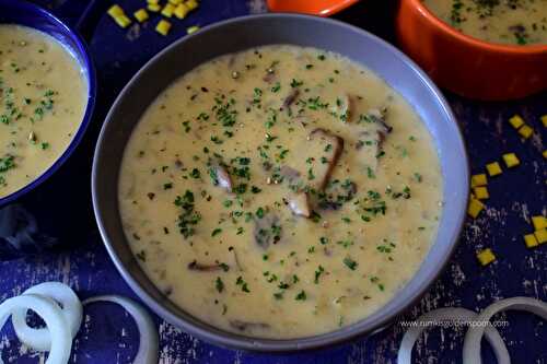 Mushroom cheddar soup | Mushroom soup no cream | Mushroom and cheese soup - Rumki's Golden Spoon