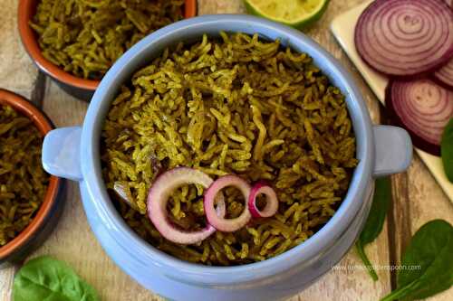 Palak pulao recipe | Palak rice recipe | Spinach rice | How to make palak rice - Rumki's Golden Spoon