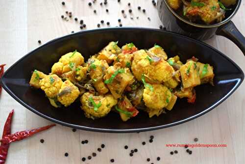 Punjabi Style Aloo-Gobi ki Sukhi Sabzi | Dry Potato-Cauliflower Curry - Rumki's Golden Spoon