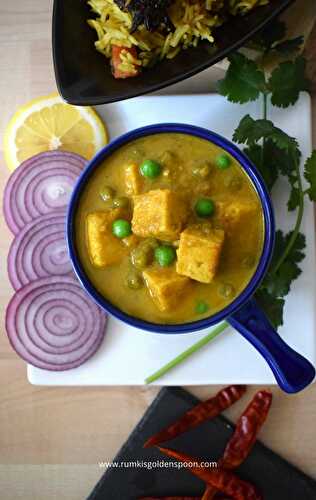Restaurant Style Matar Paneer | Indian Cottage Cheese & Peas Curry - Rumki's Golden Spoon