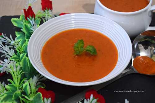 Roasted Red Pepper and Tomato soup | Christmas recipes - Rumki's Golden Spoon