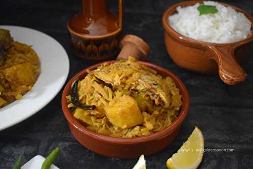 Rui Macher Matha Diye Bandhakopi | Cabbage with rohu Fish Head | Fish head recipe - Rumki's Golden Spoon