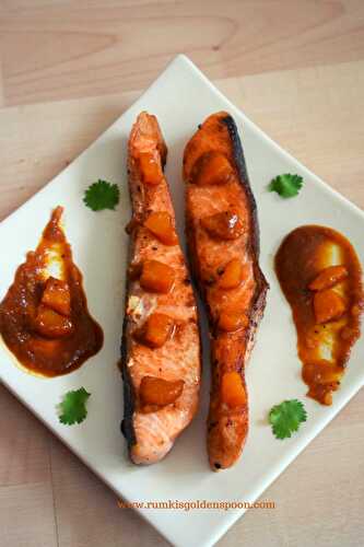 Salmon in Apricot Sauce - Rumki's Golden Spoon