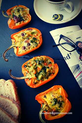 Stuffed Bell Peppers| Capsicum with Eggs & Veggies Without Cheese - Rumki's Golden Spoon