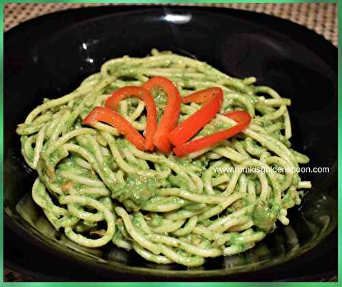 The Best and Healthy Avocado-Spinach Pasta | Green Pasta | Spaghetti - Rumki's Golden Spoon