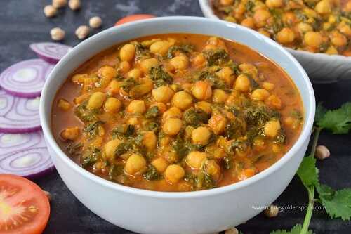 Chole palak recipe | Chana palak | Chickpea and spinach curry