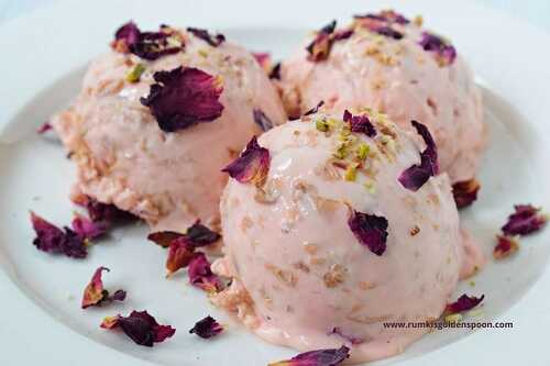 Gulkand icecream | Rose ice cream | Rose petal ice cream