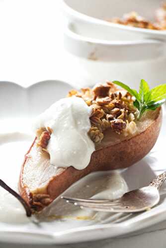 Baked Pears with Granola and Ricotta Cream