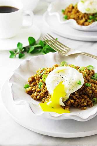 Einkorn Breakfast Pilaf with Poached Egg