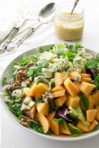 Green Salad with Cantaloupe and Blue Cheese
