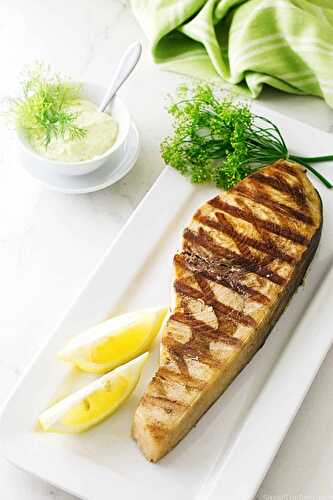 Grilled Swordfish Steak with Lemon-Dill Aioli Sauce