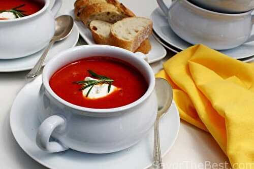 Roasted Red Pepper Soup with Goat Cheese Cream