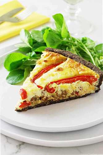 Roasted Red Peppers and Chorizo Tart with Herbed Buckwheat Crust