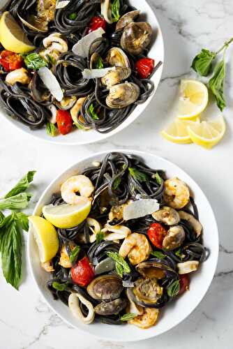 Squid Ink Pasta with Seafood
