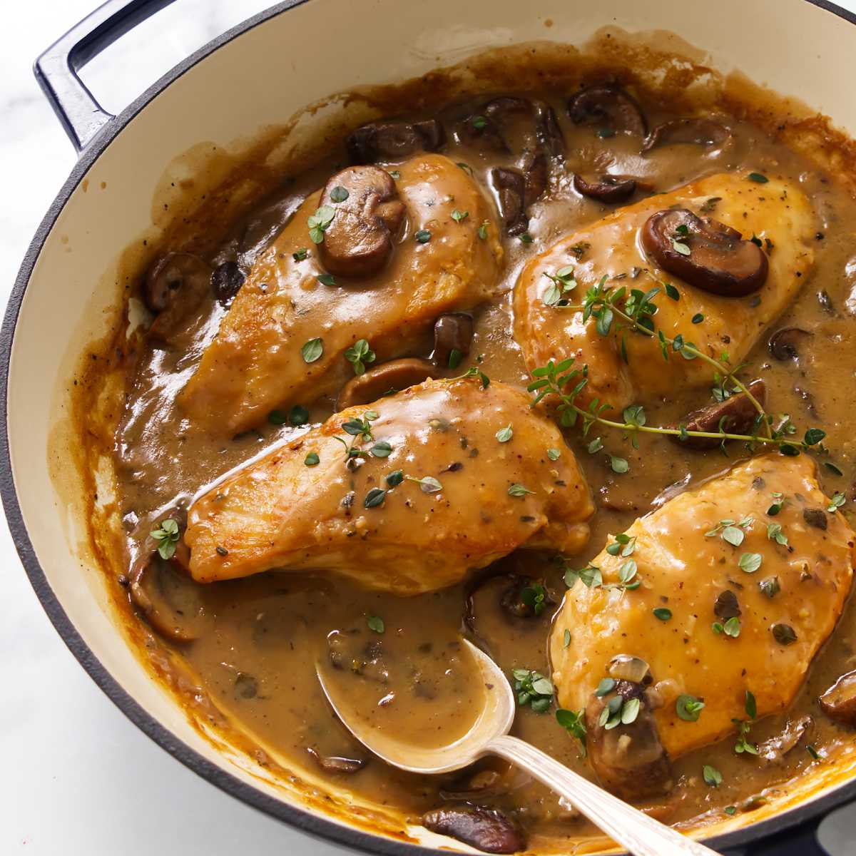 Chicken in White Wine Mushroom Sauce