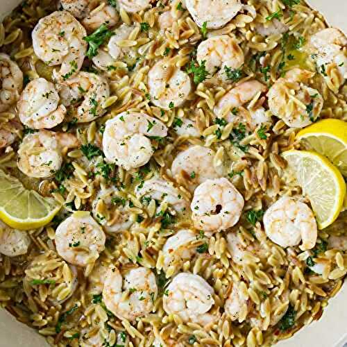 One Pot Lemon Shrimp and Orzo