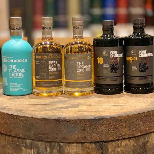 Bruichladdich's unpeated & peated lineup