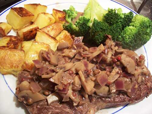 Steak with Pink Peppercorn Sauce