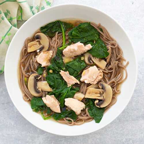 Salmon Miso Soup with Soba Noodles