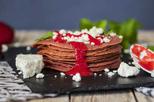 Beetroot pancakes with feta cheese